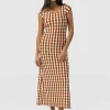 New Saint and Sofia Elise Scoop Neck Midaxi Dress - Brown/Cream