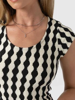 Fashion Saint and Sofia Elise Scoop Neck Midaxi Dress - Black/Cream