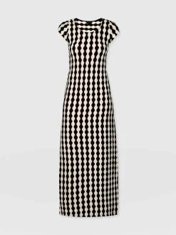 Fashion Saint and Sofia Elise Scoop Neck Midaxi Dress - Black/Cream