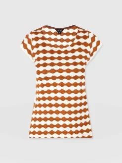Hot Saint and Sofia Elise Scoop Neck Tee - Brown/Cream