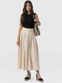 Clearance Saint and Sofia Eliza Pleated Skirt - Cream
