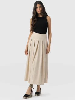 Clearance Saint and Sofia Eliza Pleated Skirt - Cream