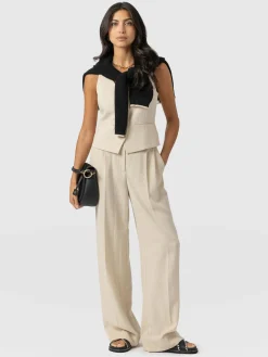 Discount Saint and Sofia Emery Wide Leg Pant - Cream