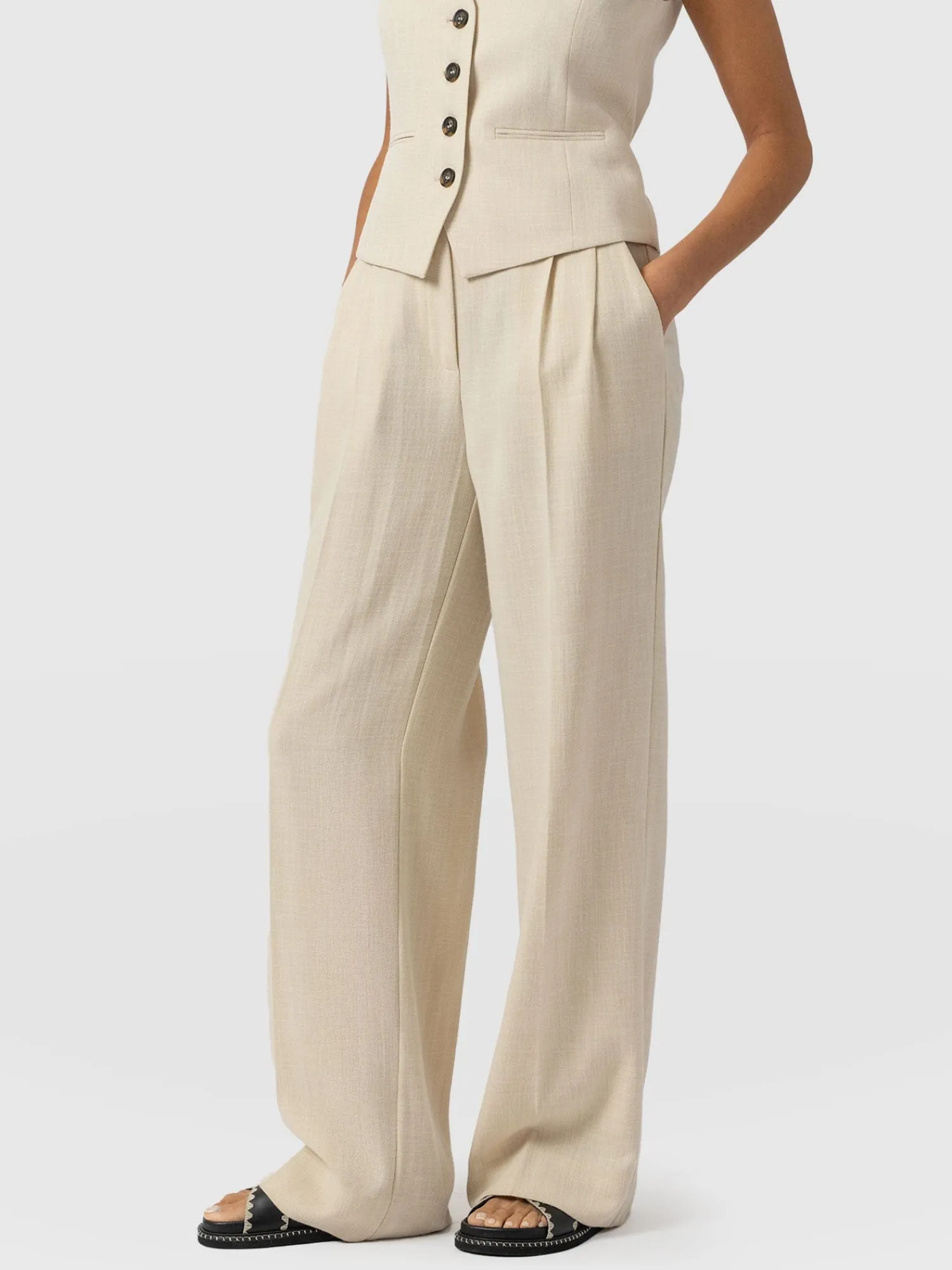 Discount Saint and Sofia Emery Wide Leg Pant - Cream