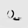 New Saint and Sofia Enamel Hoop Earrings - Silver/Black