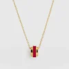 Sale Saint and Sofia Enamel Stripe Charm Necklace - Gold/Red