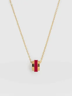 Sale Saint and Sofia Enamel Stripe Charm Necklace - Gold/Red