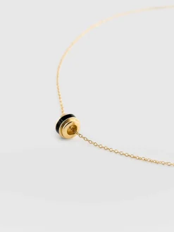 Best Saint and Sofia Enamel Stripe Charm Necklace - Gold/Black