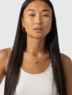 Sale Saint and Sofia Enamel Stripe Charm Necklace - Gold/Red