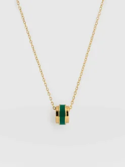 Outlet Saint and Sofia Enamel Stripe Charm Necklace - Gold/Green