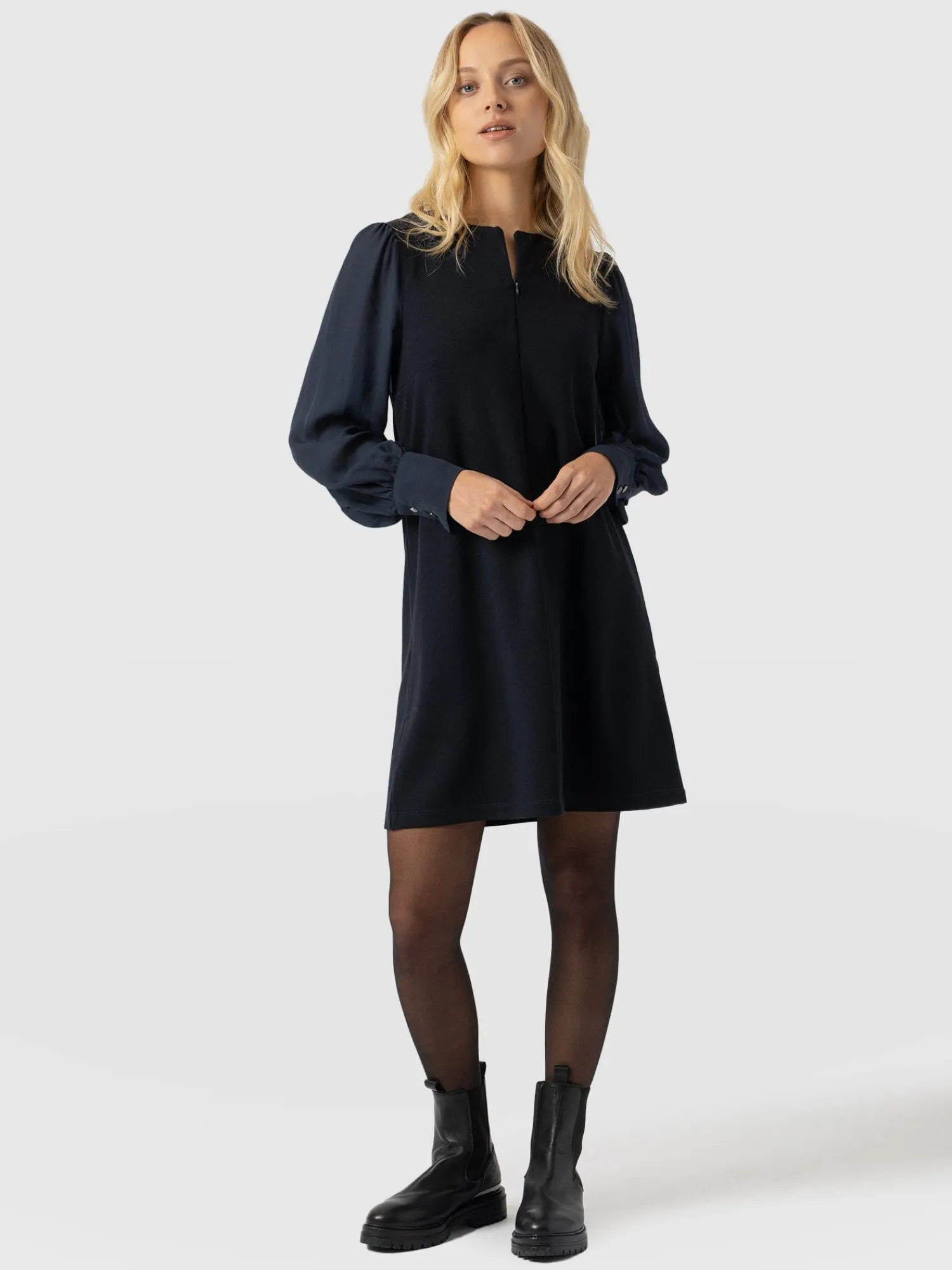New Saint and Sofia Esme Zip Up Dress - Navy