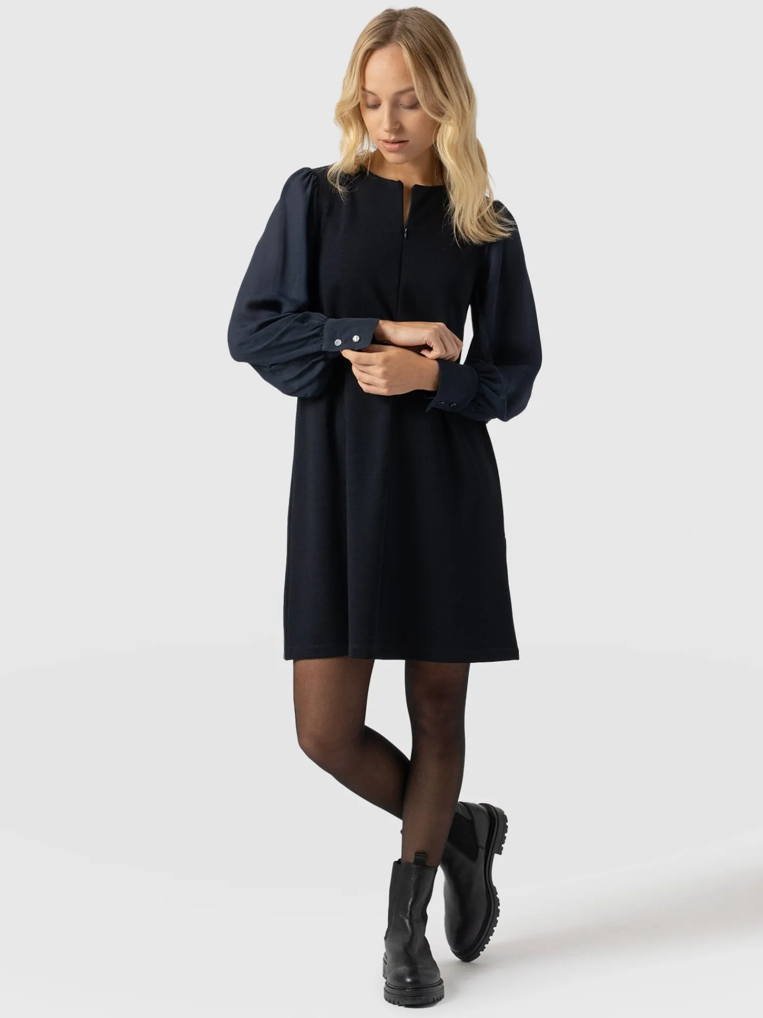 New Saint and Sofia Esme Zip Up Dress - Navy