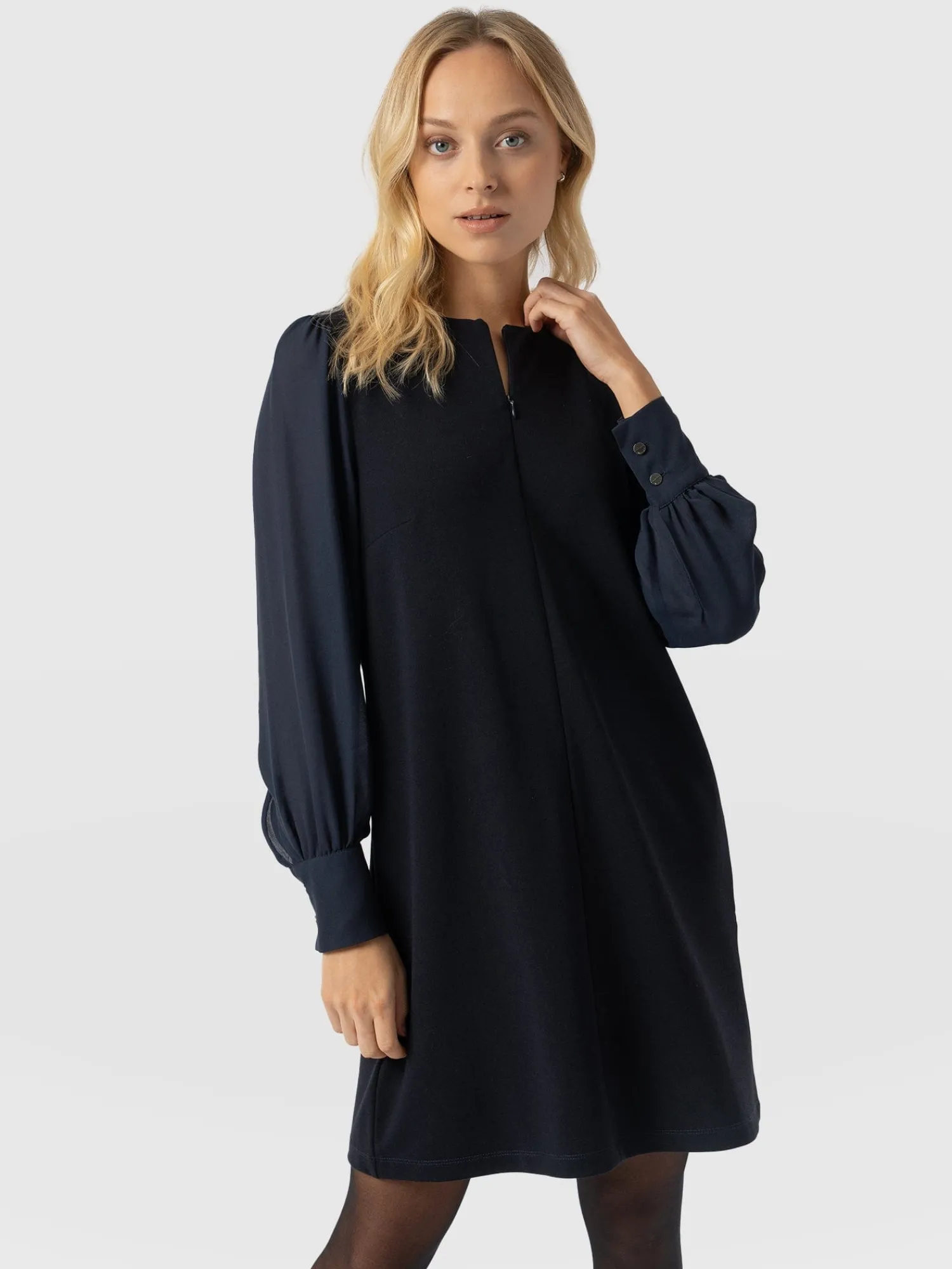 New Saint and Sofia Esme Zip Up Dress - Navy