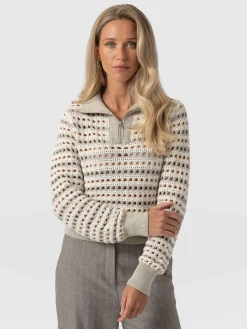 New Saint and Sofia Ester Quarter Zip Knit - Beige