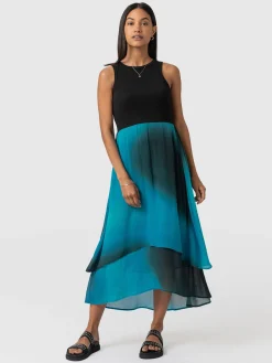 Fashion Saint and Sofia Etta Layered Dress - Blue coral