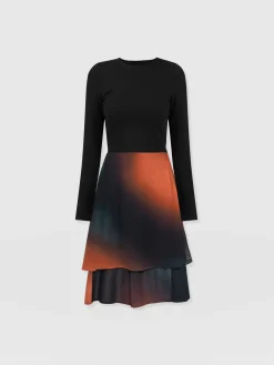 Fashion Saint and Sofia Etta Mini Layered Dress - Orange Coral