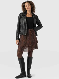 Hot Saint and Sofia Etta Mini Layered Skirt - Brown Snake