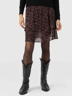 Discount Saint and Sofia Etta Mini Layered Skirt - Red Ditsy Leopard