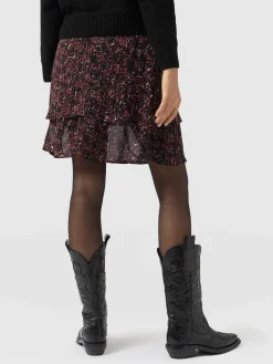 Discount Saint and Sofia Etta Mini Layered Skirt - Red Ditsy Leopard