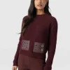 Sale Saint and Sofia Eyelet Rib Knit Sweater - Maroon