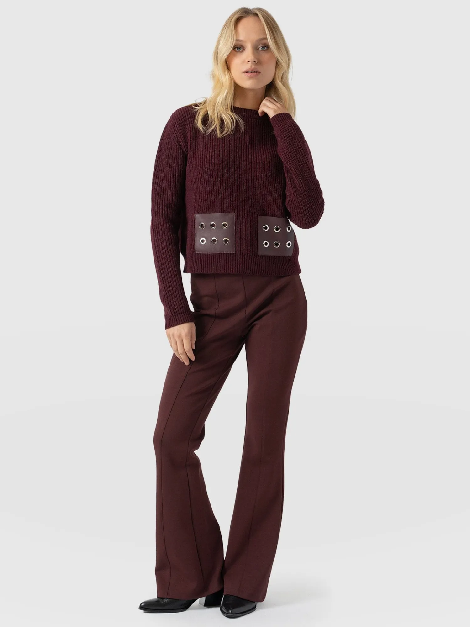 Hot Saint and Sofia Fearne Flare Legging - Maroon