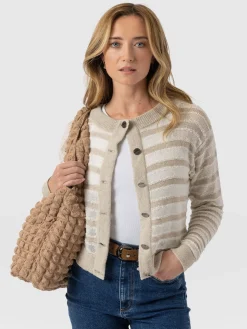 Fashion Saint and Sofia Fearne Knit Cardigan - Cream Stripe