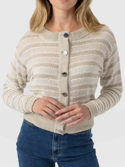 Fashion Saint and Sofia Fearne Knit Cardigan - Cream Stripe