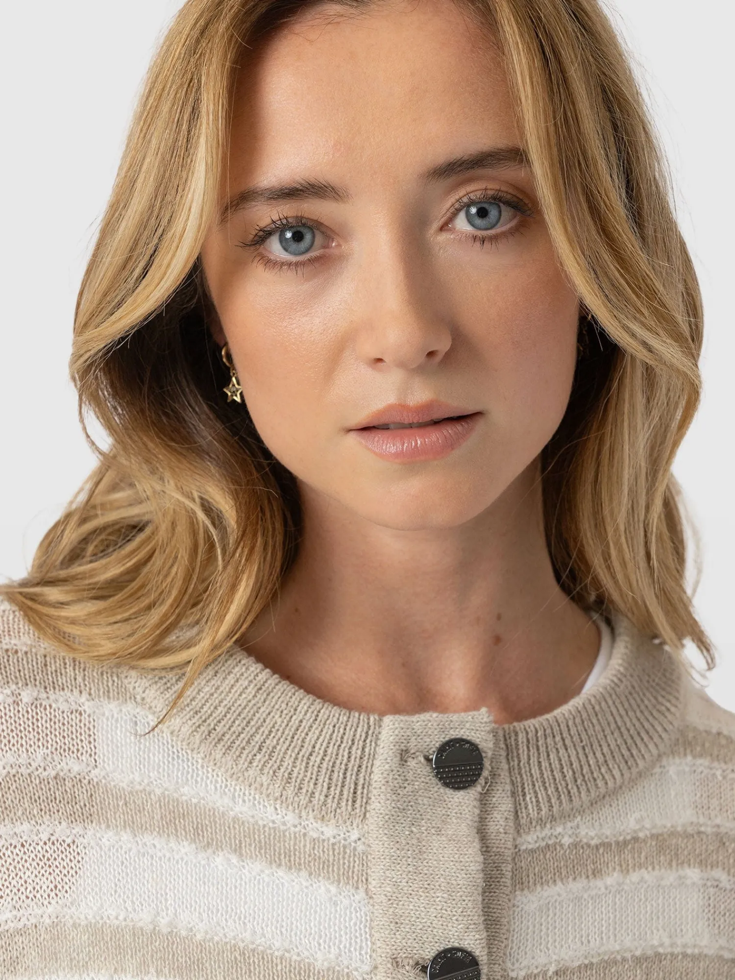 Fashion Saint and Sofia Fearne Knit Cardigan - Cream Stripe