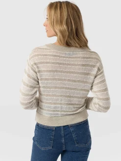 Fashion Saint and Sofia Fearne Knit Cardigan - Cream Stripe