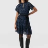 Clearance Saint and Sofia Fearne Lace Mini Dress - Blue/Black