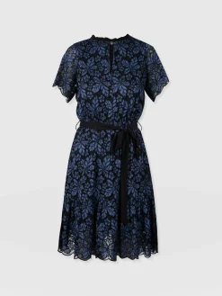 Clearance Saint and Sofia Fearne Lace Mini Dress - Blue/Black