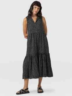 Discount Saint and Sofia Greenwich Dress - Black Spot Tencel