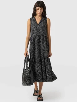 Discount Saint and Sofia Greenwich Dress - Black Spot Tencel