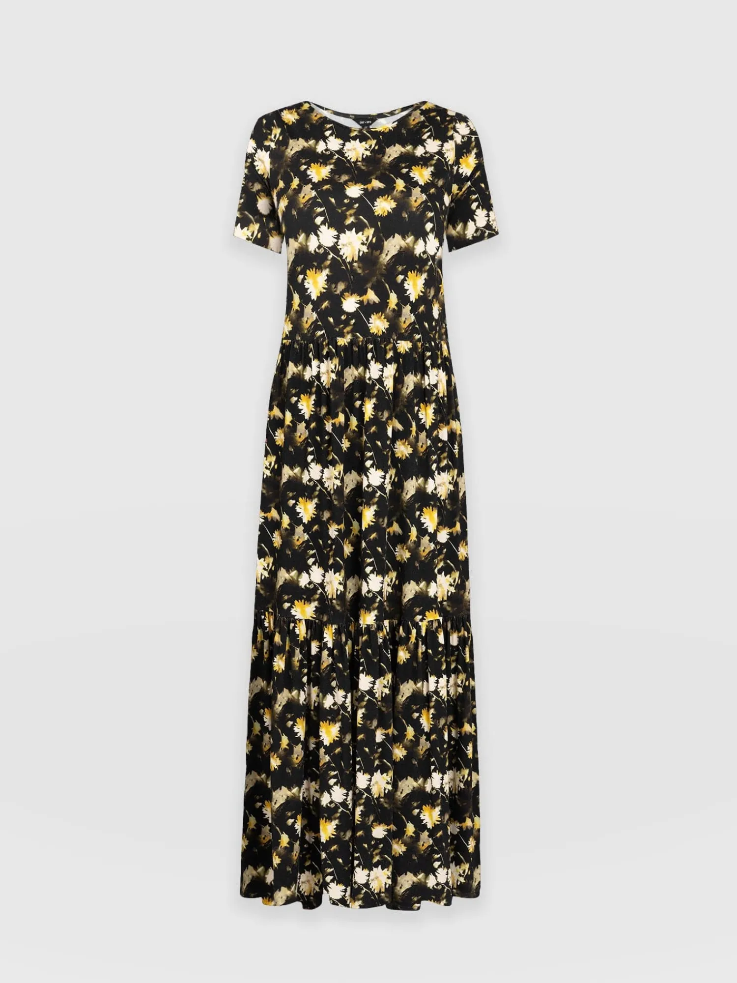 New Saint and Sofia Greenwich Dress Short Sleeve - Black Daisy Floral