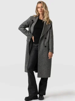 Discount Saint and Sofia Hampton Coat - Monochrome Chevron