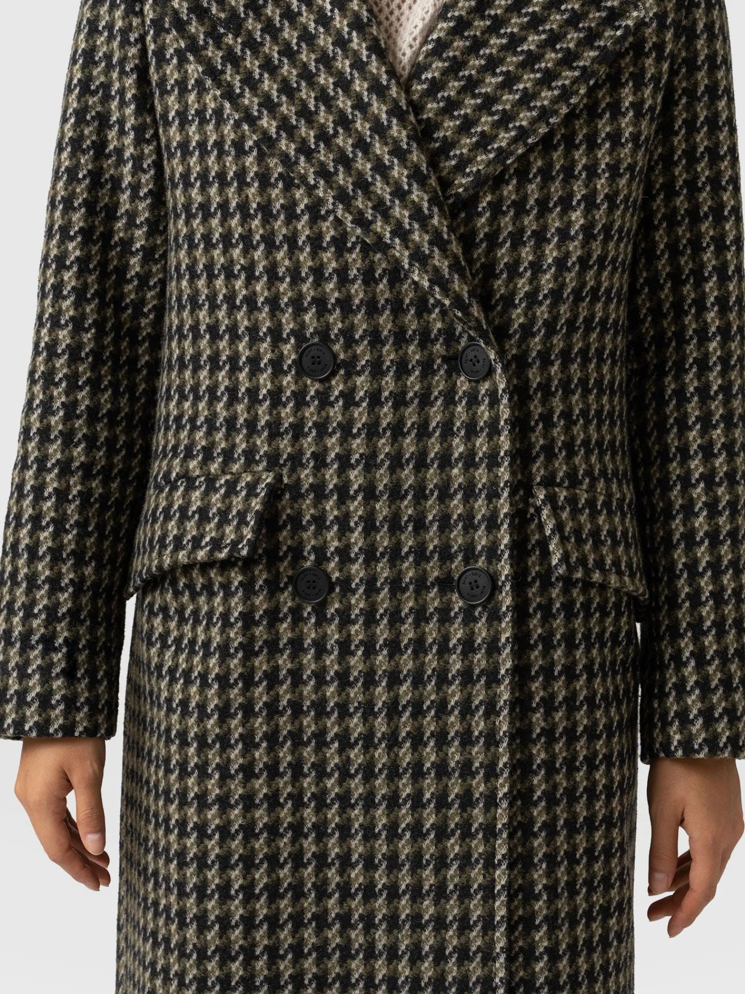 Best Saint and Sofia Hampton Coat - Olive Houndstooth