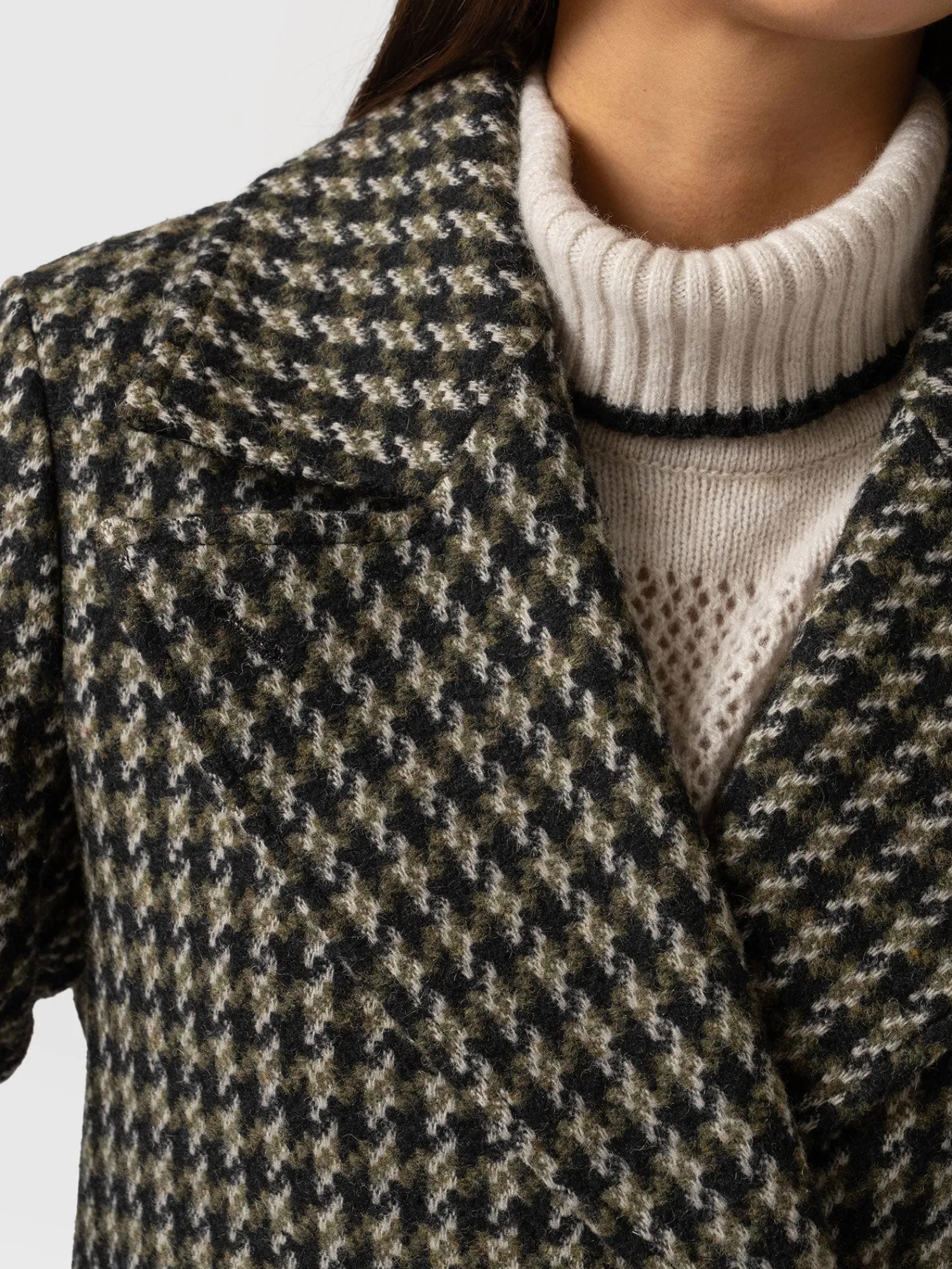 Best Saint and Sofia Hampton Coat - Olive Houndstooth