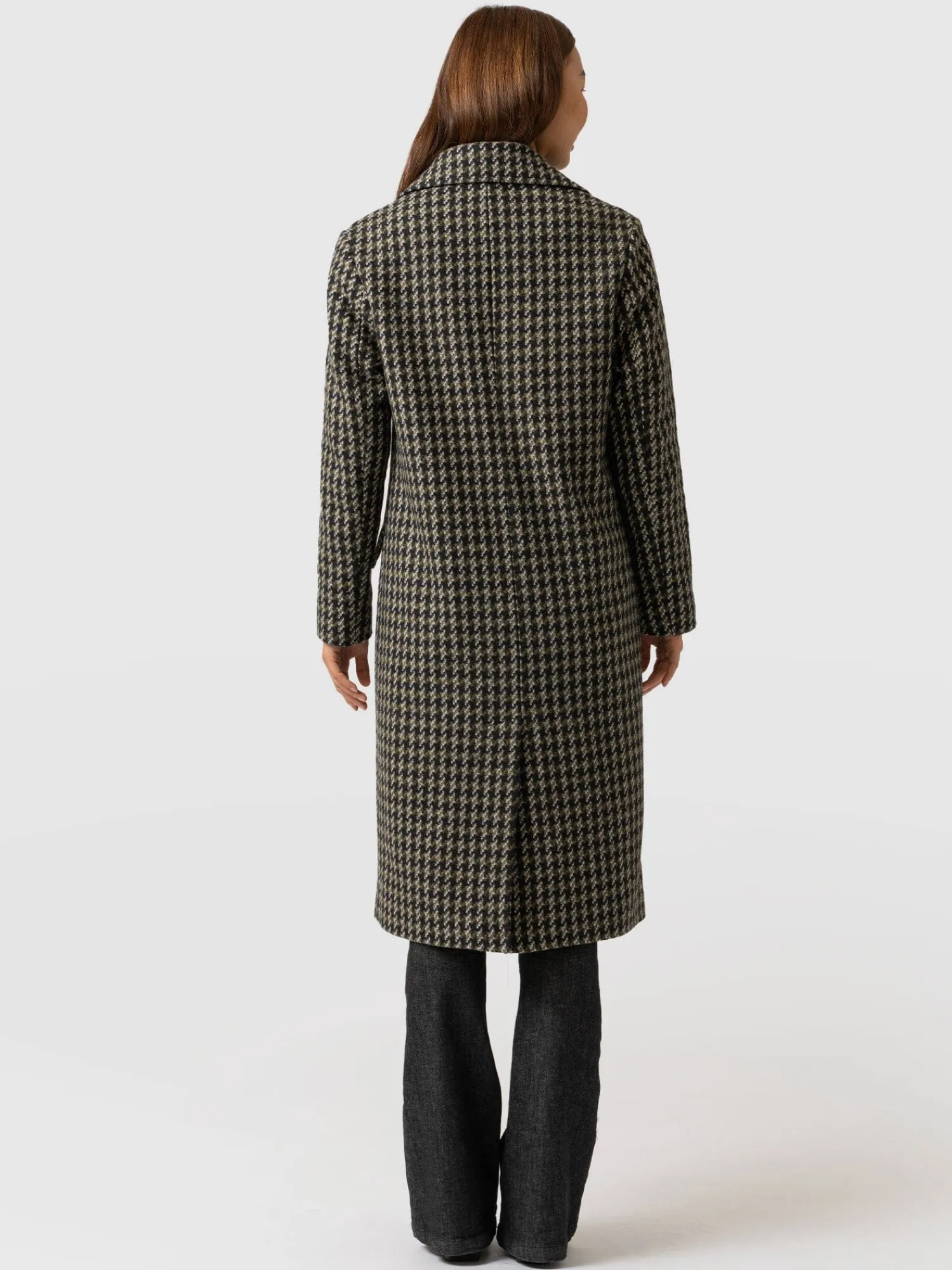 Best Saint and Sofia Hampton Coat - Olive Houndstooth