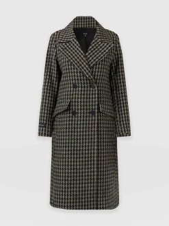 Best Saint and Sofia Hampton Coat - Olive Houndstooth