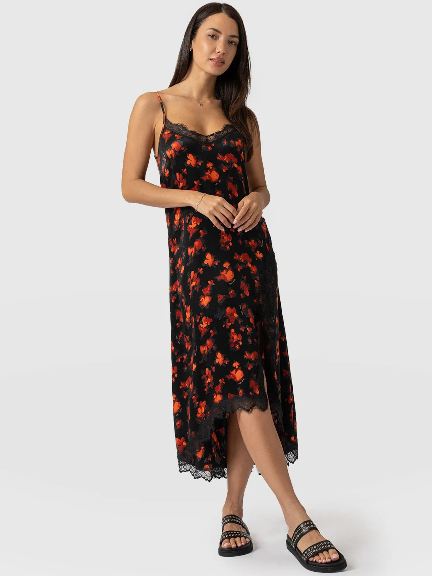 Fashion Saint and Sofia Harper Lace Cami Dress - Red Aurora