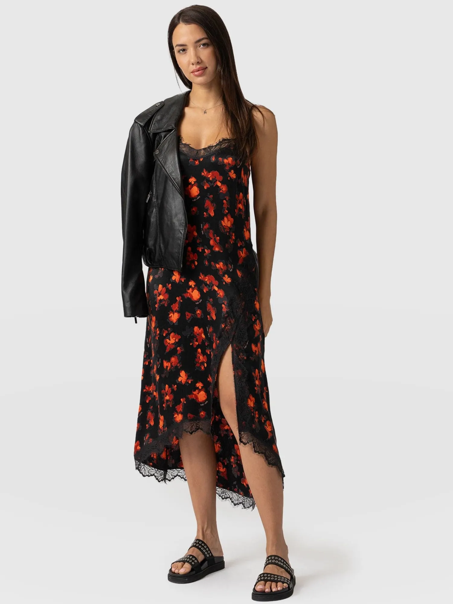 Fashion Saint and Sofia Harper Lace Cami Dress - Red Aurora