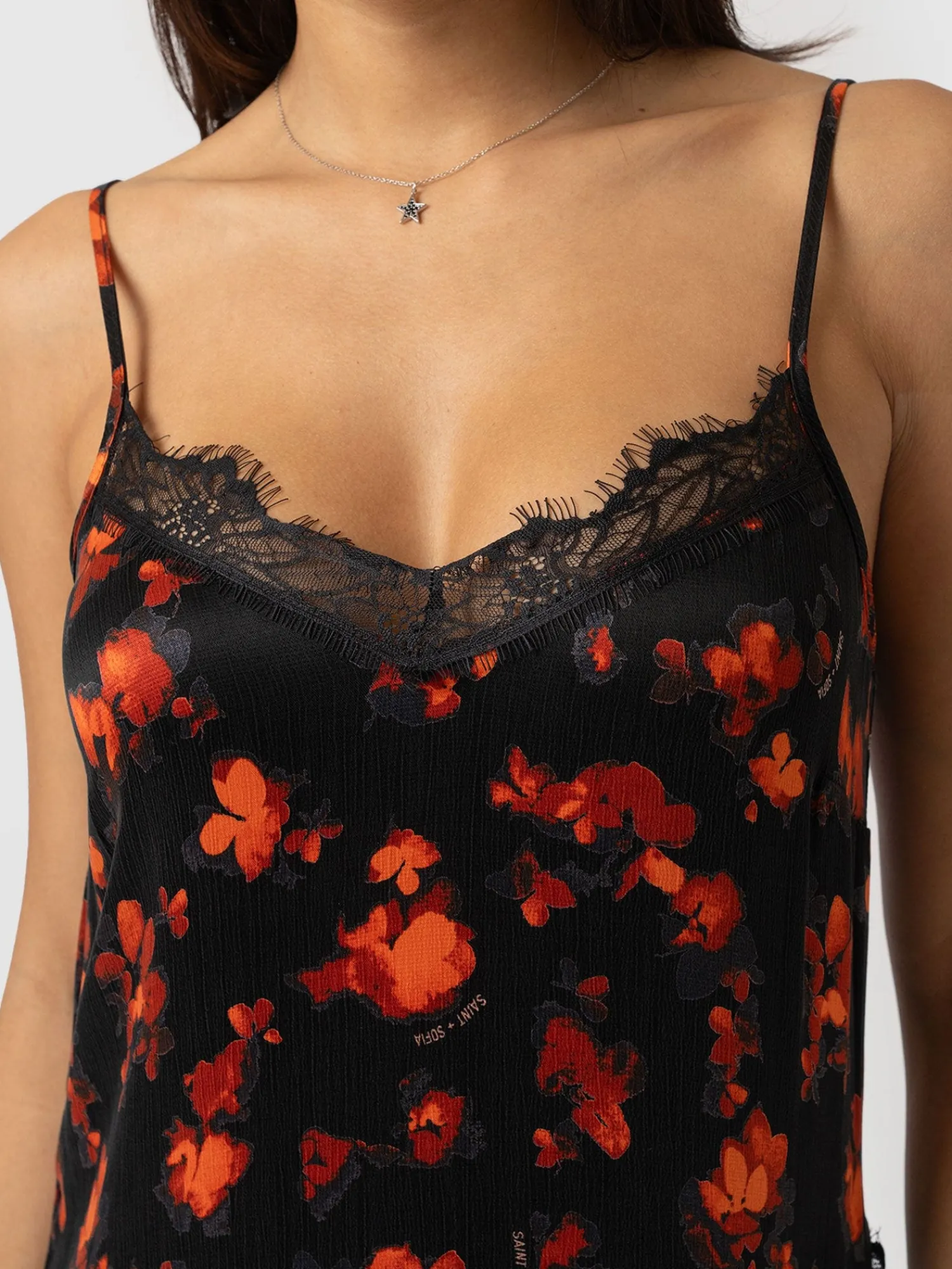 Fashion Saint and Sofia Harper Lace Cami Dress - Red Aurora