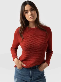 Online Saint and Sofia Honeycomb Rib Sweater - Amber