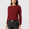 Sale Saint and Sofia Honeycomb Rib Sweater - Burgundy