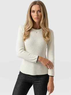 Discount Saint and Sofia Honeycomb Rib Sweater - Cream