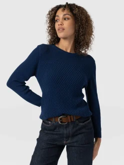 Best Saint and Sofia Honeycomb Rib Sweater - Navy