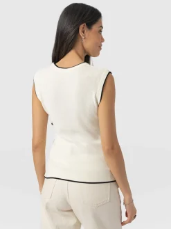 Sale Saint and Sofia Honeycomb Sleeveless Rib Knit - Cream