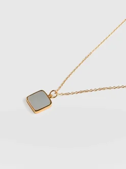 Sale Saint and Sofia Iridescence Square Charm Necklace - Gold