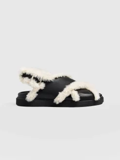 Discount Saint and Sofia Isla Shearling Sandal - Black