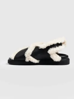 Discount Saint and Sofia Isla Shearling Sandal - Black